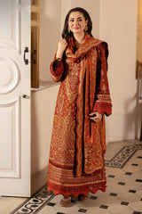 ASIM JOFA-3PC KARANDI SEQUIN EMBROIDERED SHIRT WITH KARANDI EMBROIDERED SHAWL AND TROUSER -ADR-4330