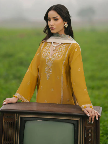 IZEL-3PC LAWN EMBROIDERED SHIRT WITH MONARK PRINT DUPATTA AND TROUSER-ADR-3685