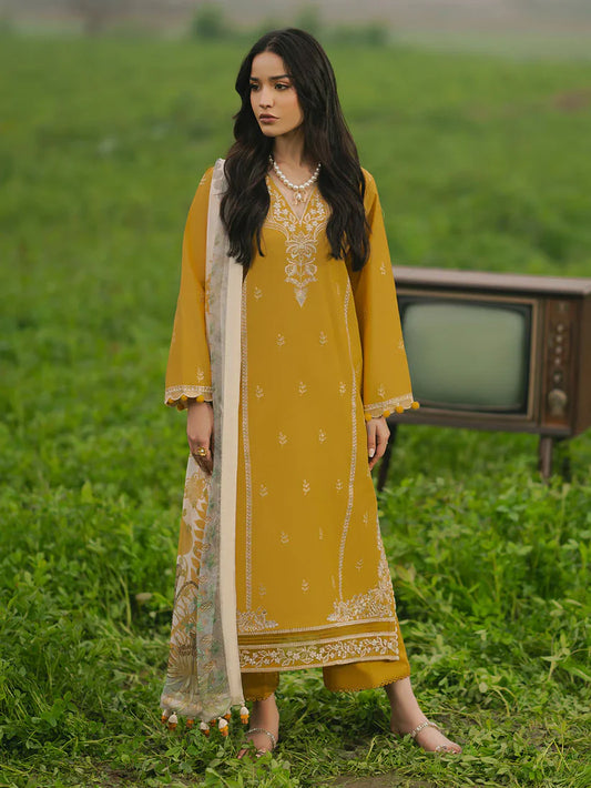 IZEL-3PC LAWN EMBROIDERED SHIRT WITH MONARK PRINT DUPATTA AND TROUSER-ADR-3685