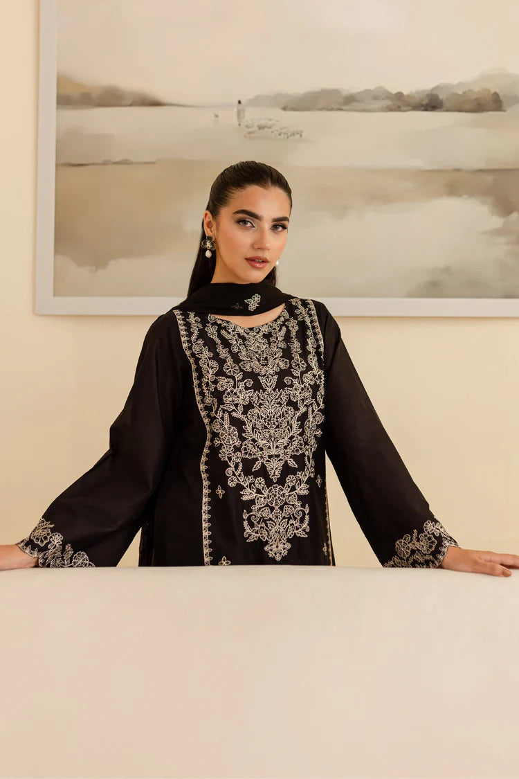 BATIK-3PC DHANAK EMBROIDERED SHIRT WITH CHIFFON EMBROIDERED DUPATTA & EMB TROUSER-ADR-4193