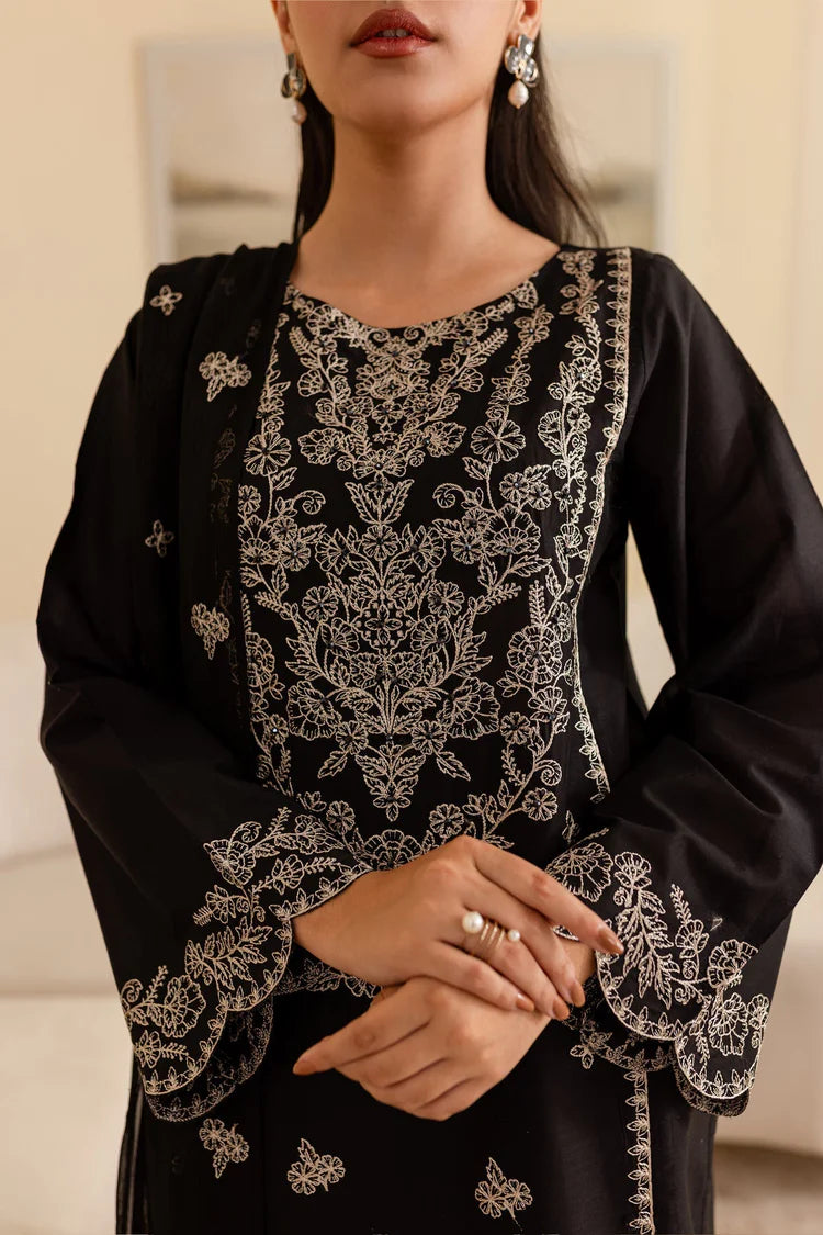BATIK-3PC DHANAK EMBROIDERED SHIRT WITH CHIFFON EMBROIDERED DUPATTA & EMB TROUSER-ADR-4193