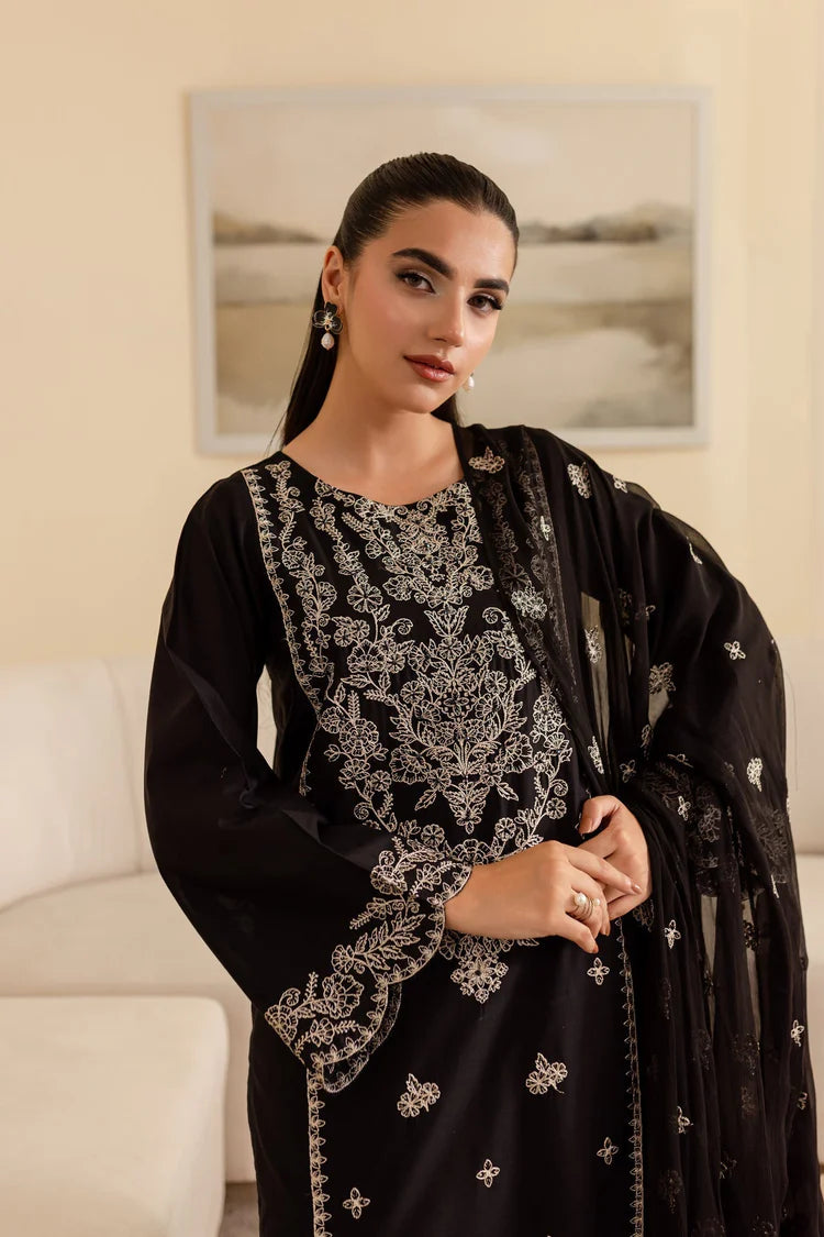 BATIK-3PC DHANAK EMBROIDERED SHIRT WITH CHIFFON EMBROIDERED DUPATTA & EMB TROUSER-ADR-4193