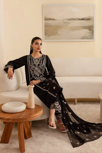 BATIK-3PC DHANAK EMBROIDERED SHIRT WITH CHIFFON EMBROIDERED DUPATTA & EMB TROUSER-ADR-4193