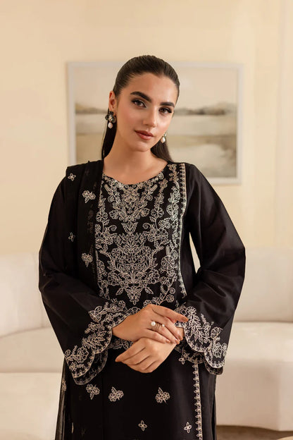 BATIK-3PC DHANAK EMBROIDERED SHIRT WITH CHIFFON EMBROIDERED DUPATTA & EMB TROUSER-ADR-4193