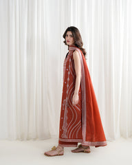 BATIK-3PC DHANAK EMBROIDERED SHIRT WITH DHANAK EMBROIDERED SHAWL AND EMB TROUSER-ADR-5089