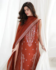 BATIK-3PC DHANAK EMBROIDERED SHIRT WITH DHANAK EMBROIDERED SHAWL AND EMB TROUSER-ADR-5089