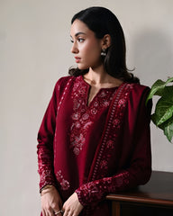 ZAIB-3PC DHANAK EMBROIDERED SHIRT WITH DHANAK EMBROIDERED SHAWL AND TROUSER-ADR-5031