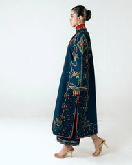 HUSSAIN REHAR-3PC DHANAK EMBROIDERED SHIRT WITH COUTRAI PRINTED SHAWL AND EMB TROUSER-ADR-5172