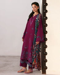 REPUBLIC -3PC DHANAK EMBROIDERED SHIRT WITH WOOL PRINT SHAWL AND TROUSER -ADR-5175