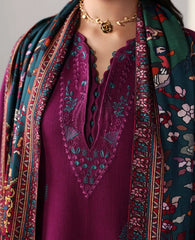 REPUBLIC -3PC DHANAK EMBROIDERED SHIRT WITH WOOL PRINT SHAWL AND TROUSER -ADR-5175