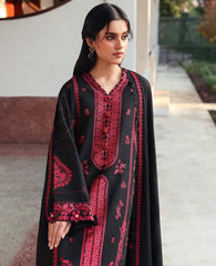 REPUBLIC WOMENSWEAR-3PC DHANAK EMBROIDERED SHIRT WITH DHANAK EMBROIDERED SHAWL AND EMB TROUSER-ADR-5233