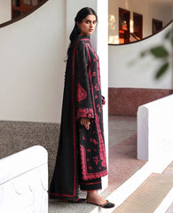 REPUBLIC WOMENSWEAR-3PC DHANAK EMBROIDERED SHIRT WITH DHANAK EMBROIDERED SHAWL AND EMB TROUSER-ADR-5233