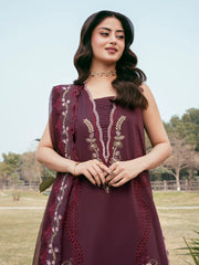 IZEL-3PC LAWN EMBROIDERED SHIRT WITH KHAADI NET EMBROIDERED DUPATTA AND TROUSER-ADR-4820