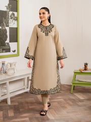 GARNET-3PC DHANAK EMBROIDERED SHIRT WITH WOOL PRINTED SHAWL AND TROUSER-ADR-5064
