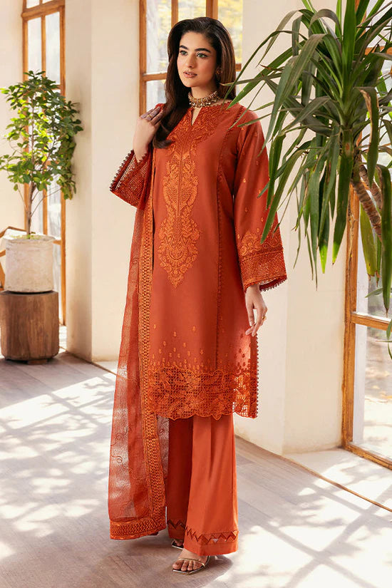 SAPPHIRE-3PC DHANAK EMBROIDERED SHIRT WITH KHADDI NET EMB DUPATTA AND TROUSER-ADR-4300