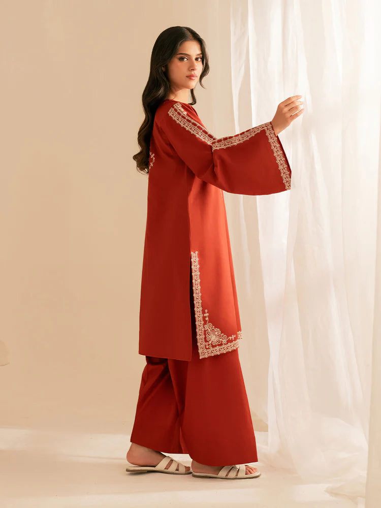 BATIK-2PC DHANAK EMBROIDRED SHIRT WITH DHANAK EMBROIDRED SLEEVES-ADR-121