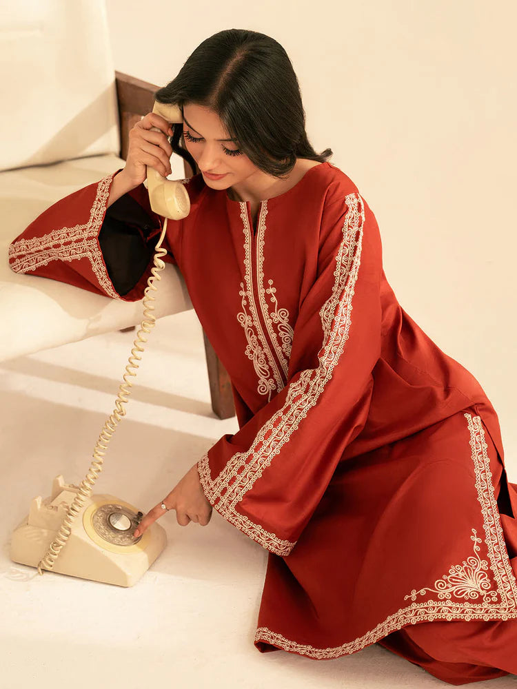 BATIK-2PC DHANAK EMBROIDRED SHIRT WITH DHANAK EMBROIDRED SLEEVES-ADR-121