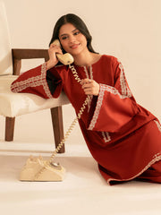 BATIK-2PC DHANAK EMBROIDRED SHIRT WITH DHANAK EMBROIDRED SLEEVES-ADR-121