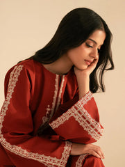 BATIK-2PC DHANAK EMBROIDRED SHIRT WITH DHANAK EMBROIDRED SLEEVES-ADR-121