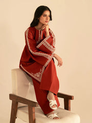 BATIK-2PC DHANAK EMBROIDRED SHIRT WITH DHANAK EMBROIDRED SLEEVES-ADR-121