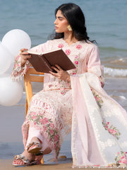 MAHNUR-3PC LAWN LASER WORK EMBROIDERED SHIRT WITH KHAADI NET EMBROIDERED DUPATTA AND TROUSER-ADR-4762