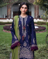 REPUBLIC WOMENSWEAR-3PC KARANDI EMBROIDERED SHIRT WITH KARANDI EMB SHAWL & TROUSER-ADR-5246