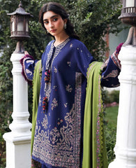 REPUBLIC WOMENSWEAR-3PC KARANDI EMBROIDERED SHIRT WITH KARANDI EMB SHAWL & TROUSER-ADR-5246