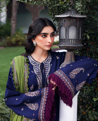 REPUBLIC WOMENSWEAR-3PC KARANDI EMBROIDERED SHIRT WITH KARANDI EMB SHAWL & TROUSER-ADR-5246