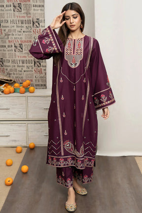 URGE- 3PC DHANAK EMBROIDERED SHIRT WITH COUTURE PRINT SHAWL AND EMB TROUSER-ADR-3216