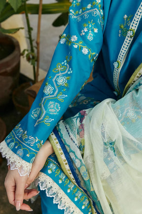 ZAHRA SHAHJAHAN- 3PC LAWN EMBROIDERED SHIRT WITH DIAMOND PRINT DUPATTA-ADR-2820