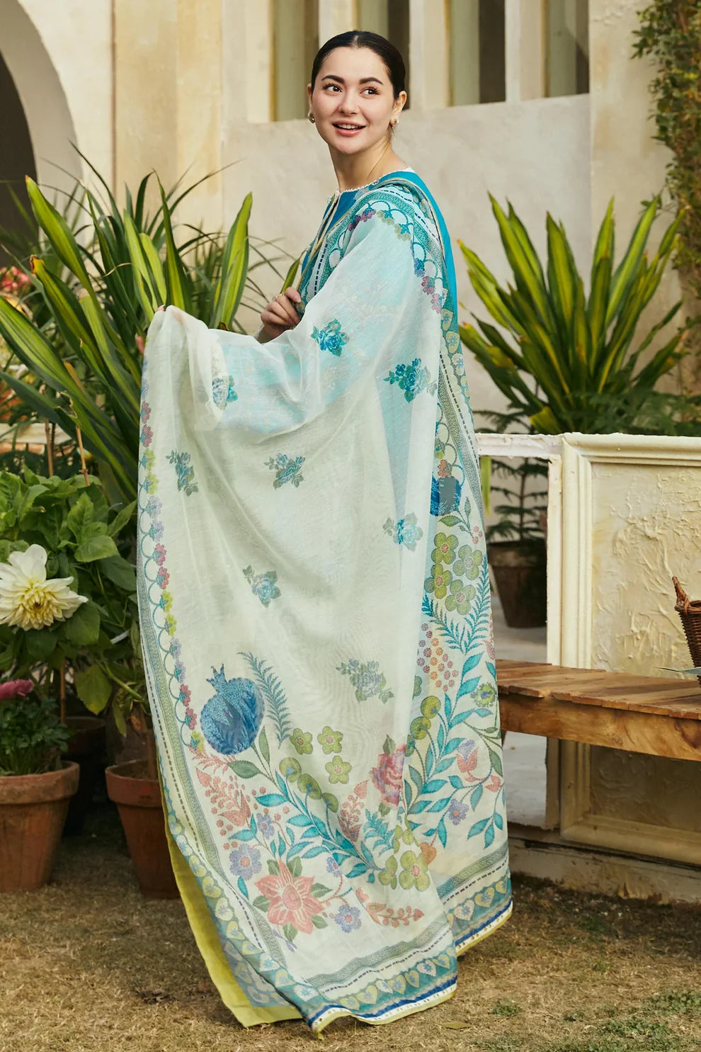 ZAHRA SHAHJAHAN- 3PC LAWN EMBROIDERED SHIRT WITH DIAMOND PRINT DUPATTA-ADR-2820