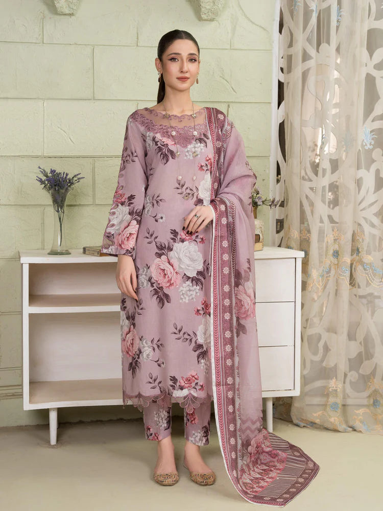 BAROUQE-3PC KARANDI PRINTED SHIRT WITH KARANDI PRINTED DUPATTA AND TROUSER-ADR-2581