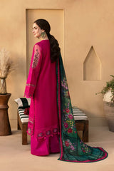JADE-3PC DHANAK CHIKANKAARI EMBROIDERED SHIRT WITH WOOL PRINTED SHAWL AND TROUSER -ADR-5134