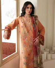 REPUBLIC WOMENSWEAR-3PC KARANDI EMBROIDERED SHIRT WITH COUTRAI PRINTED SHAWL AND TROUSER-ADR-5247