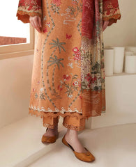 REPUBLIC WOMENSWEAR-3PC KARANDI EMBROIDERED SHIRT WITH COUTRAI PRINTED SHAWL AND TROUSER-ADR-5247