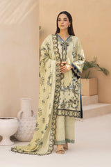 ADORE-3PC KARANDI PRINTED EMBROIDERED SHIRT WITH KARANDI PRINTED EMB SHAWL & PRINTED TROUSER-ADR-