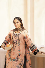ADORE-3PC KARANDI PRINTED EMBROIDERED SHIRT WITH KARANDI PRINTED EMB SHAWL & PRINTED TROUSER-ADR-