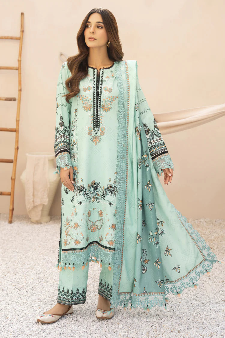 ADORE-3PC KARANDI PRINTED EMBROIDERED SHIRT WITH KARANDI PRINTED EMB SHAWL & PRINTED TROUSER-ADR-