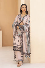 ADORE-3PC KARANDI PRINTED EMBROIDERED SHIRT WITH KARANDI PRINTED EMB SHAWL & PRINTED TROUSER-ADR-