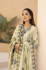 ADORE-3PC KARANDI PRINTED EMBROIDERED SHIRT WITH KARANDI PRINTED EMB SHAWL & PRINTED TROUSER-ADR-