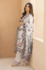 ADORE-3PC KARANDI PRINTED EMBROIDERED SHIRT WITH KARANDI PRINTED EMB SHAWL & PRINTED TROUSER-ADR-