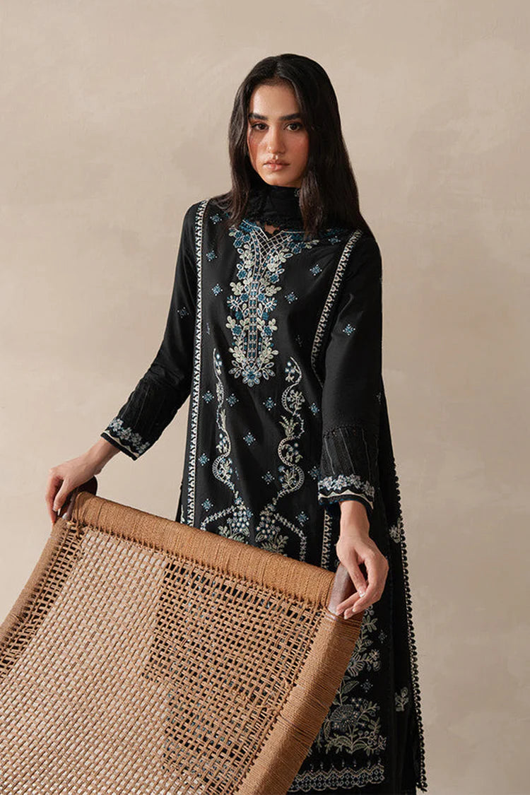 BEECHTREE-3PC KARANDI EMBROIDERED SHIRT WITH KHADDI NET EMBROIDERED DUPATTA AND EMB TROUSER-ADR-4258