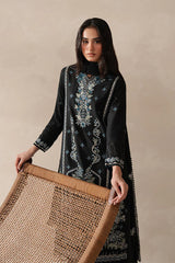 BEECHTREE-3PC KARANDI EMBROIDERED SHIRT WITH KHADDI NET EMBROIDERED DUPATTA AND EMB TROUSER-ADR-4258
