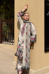 ADORE-3PC KARANDI PRINTED EMBROIDERED SHIRT WITH KARANDI PRINTED EMB SHAWL & PRINTED TROUSER-ADR-