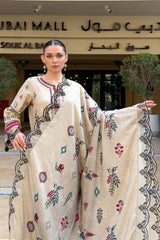 ADORE-3PC KARANDI PRINTED EMBROIDERED SHIRT WITH KARANDI PRINTED EMB SHAWL & PRINTED TROUSER-ADR-