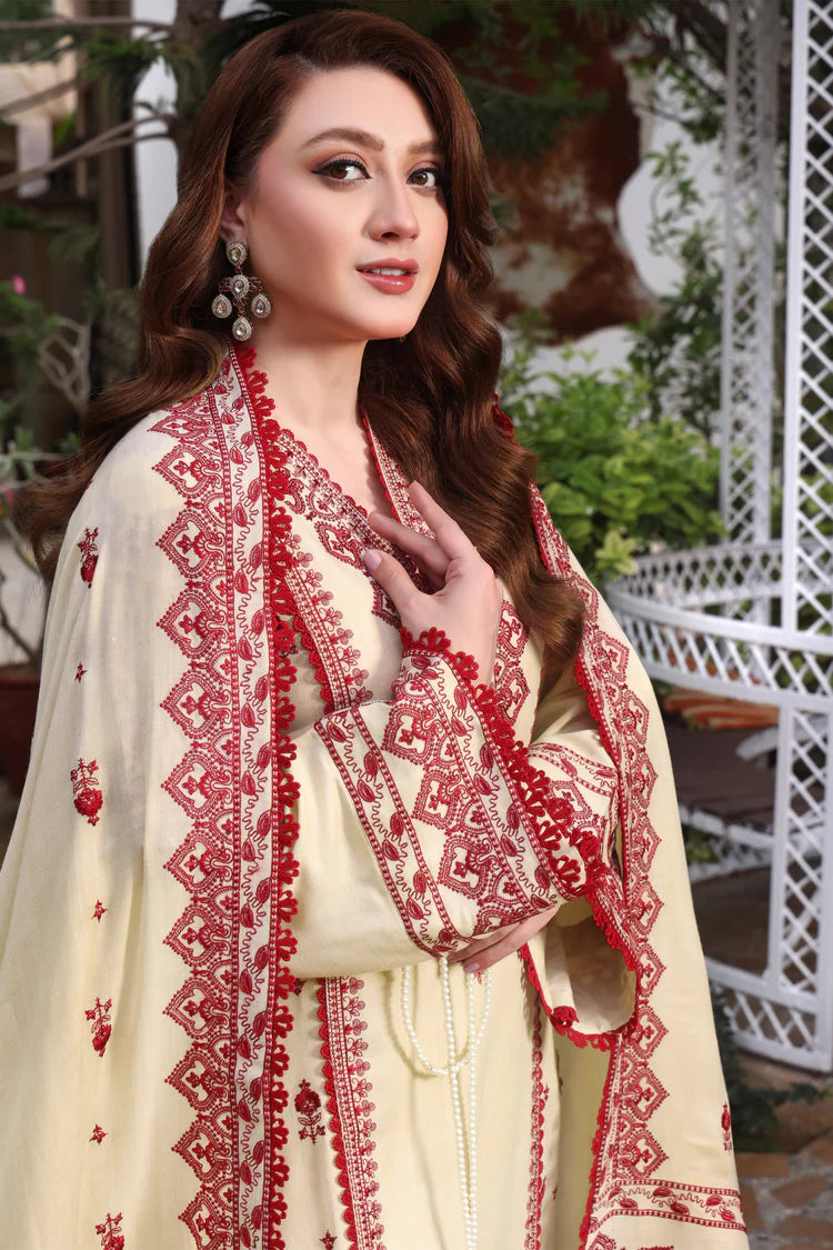 ASIM JOFA-3PC DHANAK EMBROIDERED SHIRT WITH DHANAK EMB SHAWL AND TROUSER-ADR-4304