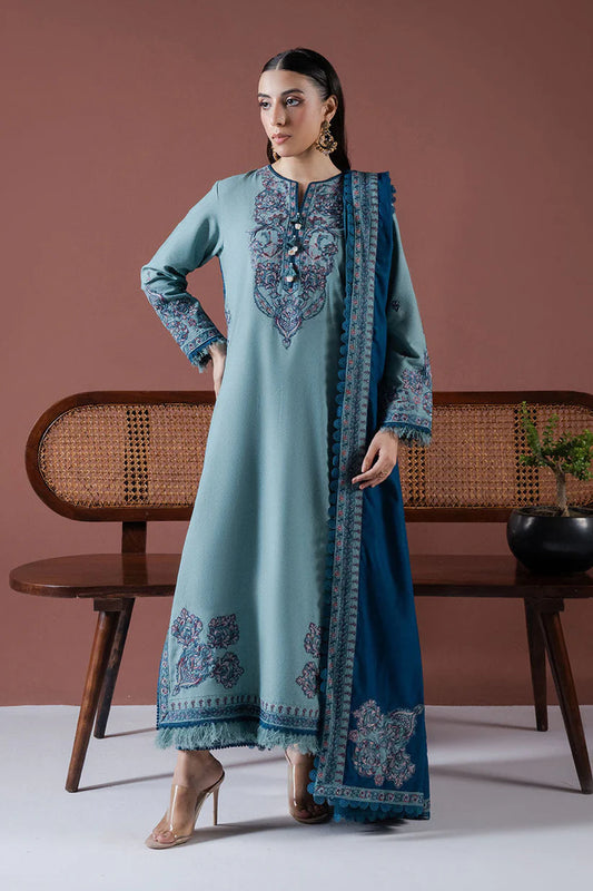 ASIM JOFA-3PC DHANAK EMBROIDERED SHIRT WITH DHANAK EMBROIDERED SHAWL & TROUSER-ADR-4217