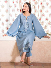 IZEL-2PC DHANAK EMBROIDERED SHIRT WITH DHANAK TROUSER-ADR-102
