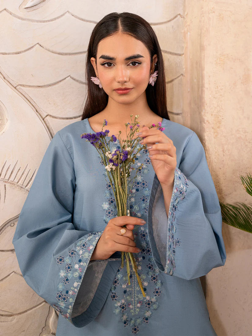 IZEL-2PC DHANAK EMBROIDERED SHIRT WITH DHANAK TROUSER-ADR-102