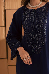 BATIK-2PIECE LAWN SEQUIN & CHIKAN EMB NECKLINE WITH SEQUIN EMB TROUSER-ADR-245